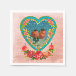 Servilleta De Papel Vintage Valentine con Napkin de Papel Ave