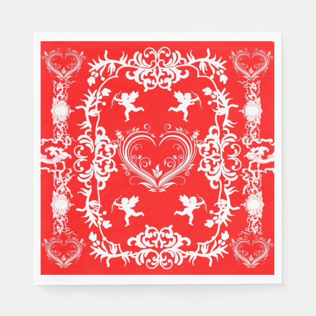 Servilleta De Papel Vintage Victorian Valentines Cherub (Anverso)