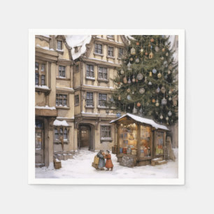 Servilleta De Papel Vintage village Christmas tree reuniendo toalla de