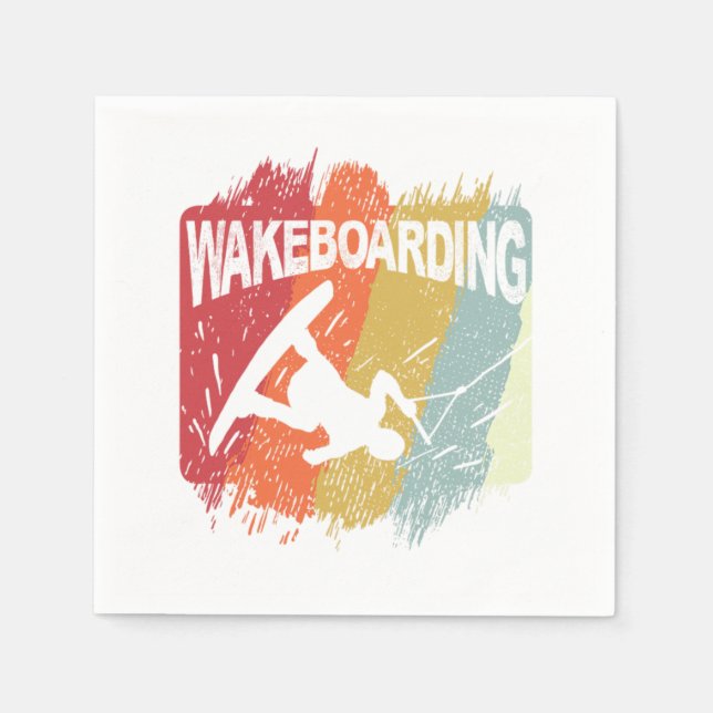 Servilleta De Papel Vintage Wakeboarding Retro Wakeboarder (Anverso)