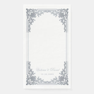 Servilleta De Papel Vintage Wedding Faux Silver Gray Elegant Script