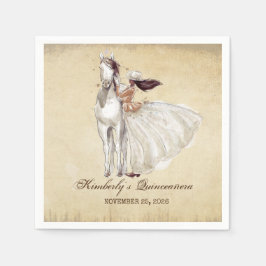 Servilleta De Papel Vintage Western Cowgirl y Horse Quinceanera