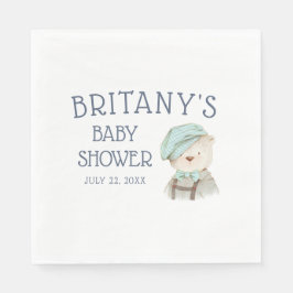Servilleta De Papel Vintage Woodland Bear Baby Shower