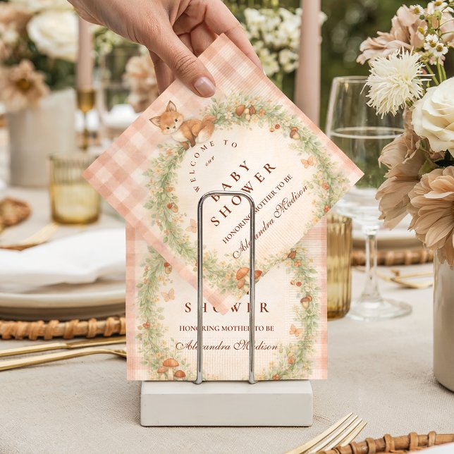 Servilleta De Papel Vintage Woodland Fox Baby Shower (Subido por el creador)