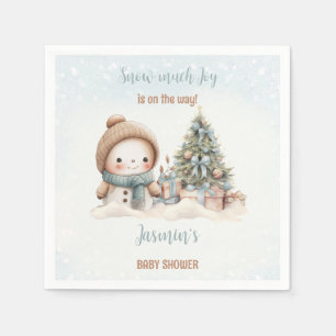 Servilleta De Papel Vintman Snowman Blue Navidad Boy Baby Shower
