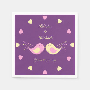 Servilleta De Papel Violet Amor Amarillo Aves Bridal Shower