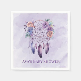 Servilleta De Papel Violet Dreamcatcher y Flowers Chica Baby Shower