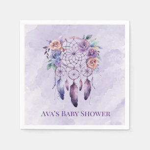 Servilleta De Papel Violet Dreamcatcher y Flowers Chica Baby Shower