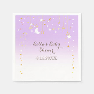 Servilleta De Papel Violet Stars Moon Baby Shower