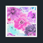 Servilleta De Papel Violeta Intenso Floral Flores Rosa Púrpura Chic<br><div class="desc">Personaliza con cualquier texto para cualquier evento.</div>