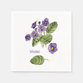Servilleta De Papel violeta morada acuarela botánica Papel Napkin