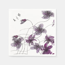 Servilleta De Papel Violetas salvajes acuarela pintada a mano