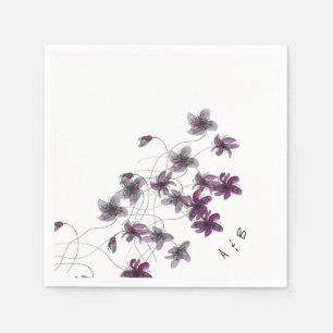 Servilleta De Papel Violetas Silvestres Acuarela Pintadas a Mano