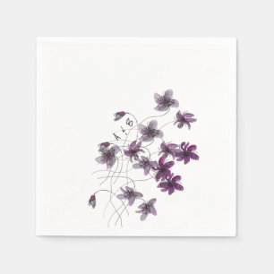 Servilleta De Papel Violetas Silvestres Acuarela Pintadas a Mano