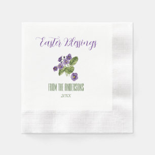 Servilleta De Papel Violets Easter benessessings name año Papel Napkin