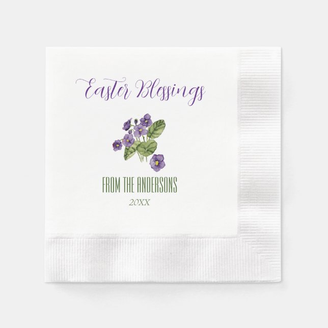 Servilleta De Papel Violets Easter benessessings name año Papel Napkin (Anverso)