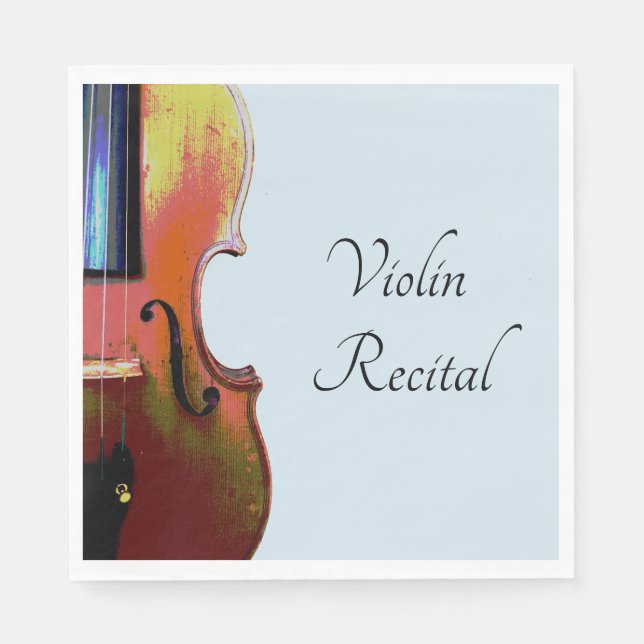 Servilleta De Papel Violín musical Recital Elegante Azul (Anverso)