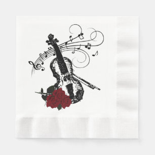 Servilleta De Papel Violín , Rosas y música