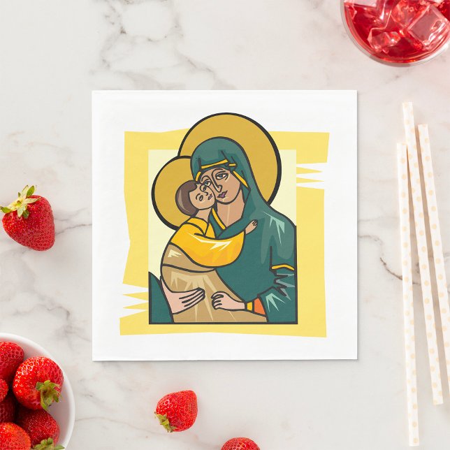 Servilleta De Papel Virgen bizantina moderna María y religión infantil (Subido por el creador)