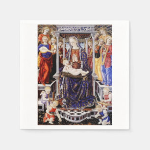 Servilleta De Papel Virgen y Niño entronizados con ángel músico