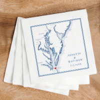 Virginia Beach VA Elegant Navy Blue Map Boda