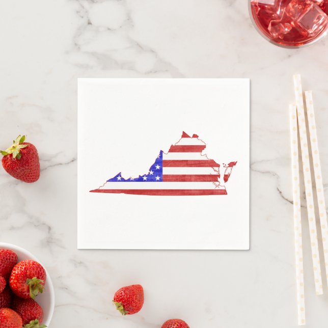 Servilleta De Papel Virginia Shaped American Flag Patriotic Virginian (In situ)