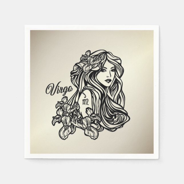 Servilleta De Papel Virgo La Virgen Zodíaco Dorado (Anverso)