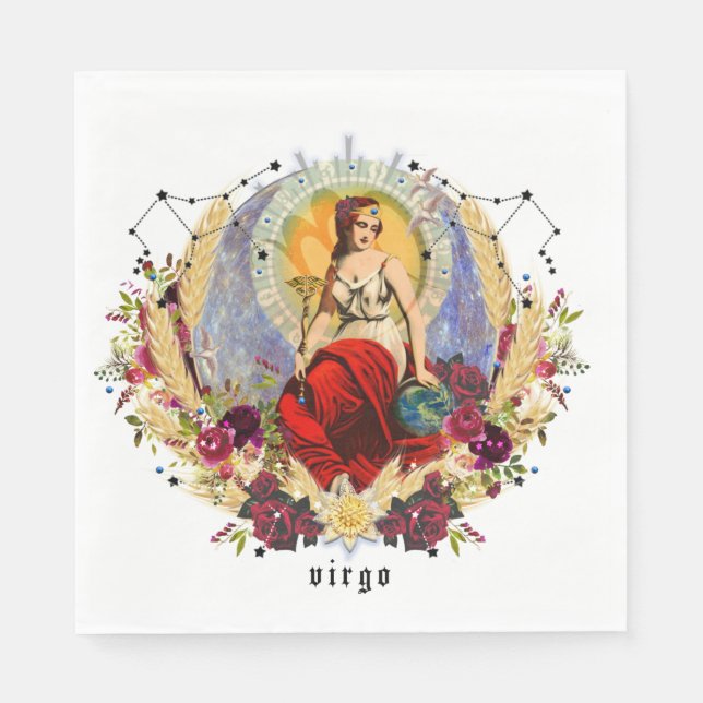 Servilleta De Papel VIRGO Septiembre Cumpleaños de Zodiac (Anverso)