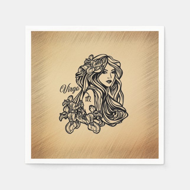 Servilleta De Papel Virgo Zodiaco con Aspecto Antiguo (Anverso)