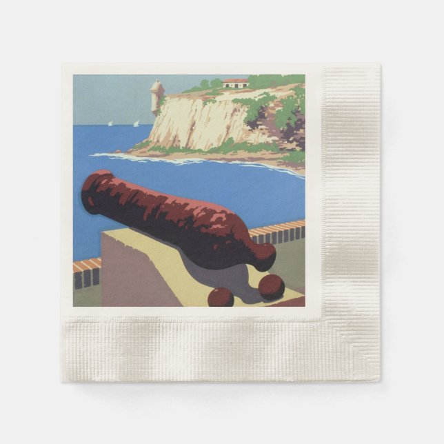 Servilleta De Papel Visita la Fortaleza El Morro, Puerto Rico, Viejo S (Anverso)