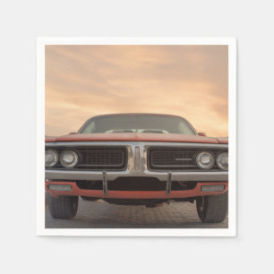 Servilleta De Papel Vista del atardecer del coche clásico de época