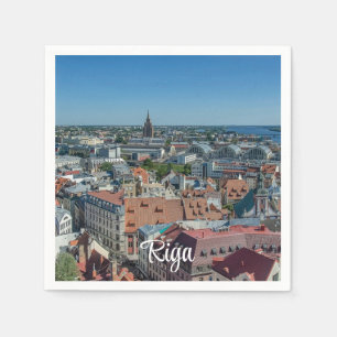Servilleta De Papel Vista del casco antiguo de Riga desde arriba