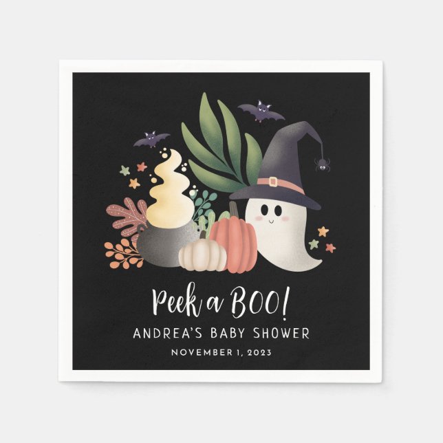 Servilleta De Papel Vistazo a la Baby Shower fantasma de Halloween (Anverso)