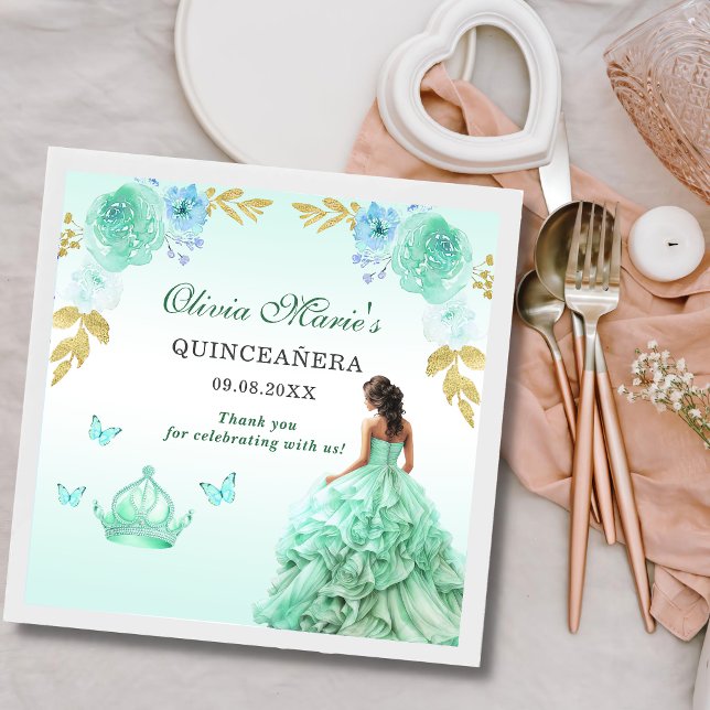 Servilleta De Papel Vistazo de la princesa verde de la menta Quinceañe (Subido por el creador)