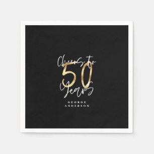 Servilleta De Papel vitoreo a 50 años negro y oro moderno