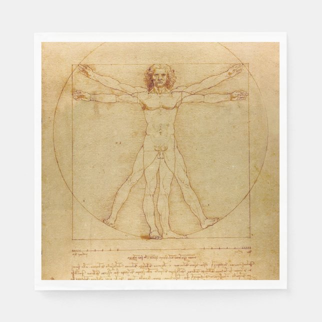 Servilleta De Papel Vitruista de Leonardo Da Vinci (Anverso)