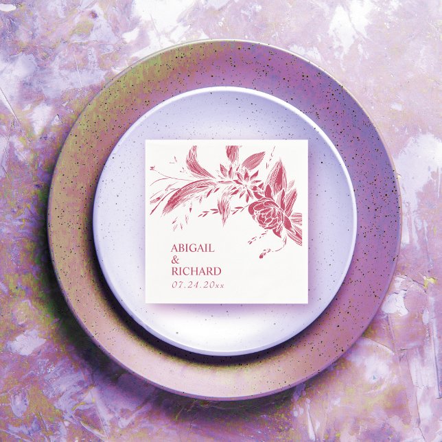 Servilleta De Papel Viva la magenta boda de flores rosas y blancas (Subido por el creador)