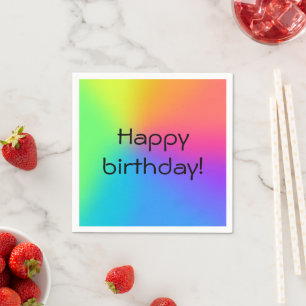 Servilleta De Papel Vivid Rainbow Ombre Birday Party