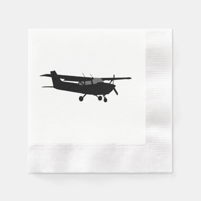 Servilleta De Papel Volante de silueta negra Cessna Classic de Aircraf (Anverso)