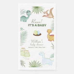 Servilleta De Papel Volcán Rawr Tropical Dinosaur Baby Shower