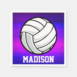 Servilleta De Papel Voleibol; azul violeta vibrante y magenta