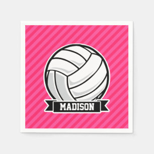 Servilleta De Papel Voleibol en franjas rosadas neonesas