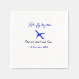 Servilleta De Papel Volemos juntos el primer avión de cumpleaños azul