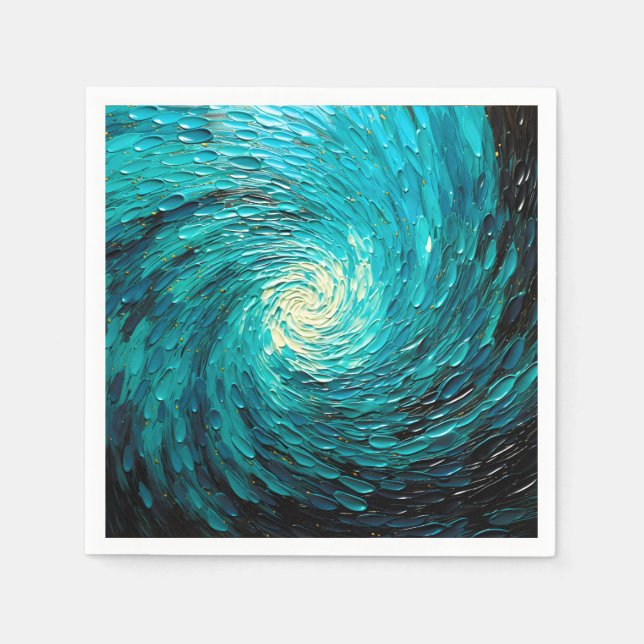 Servilleta De Papel Vórtice abstracto de océano turquesa (Anverso)