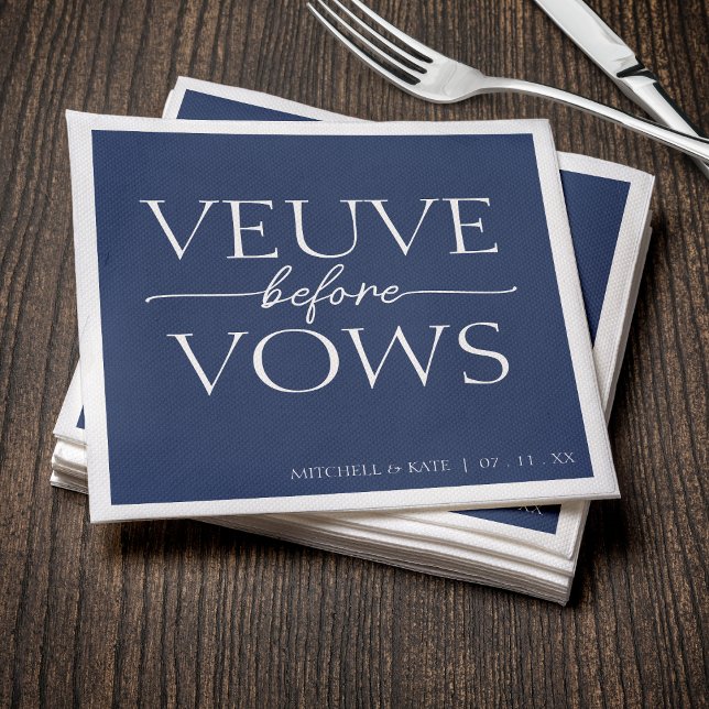 Servilleta De Papel Voto antes de jurar ducha nupcial azul y blanca de (Veuve Before Vows Navy Blue & White Bridal Shower Napkins
)