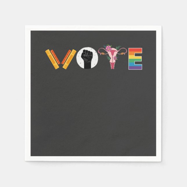 Servilleta De Papel VOTOS Libros Uterus Apoyo LGBT (Anverso)