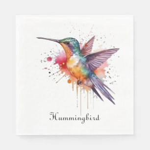 Servilleta De Papel Vuelo Colorido, colibrí acuarela personalizado