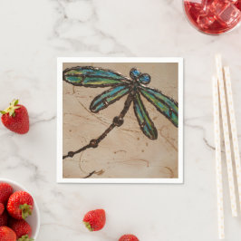 Servilleta De Papel Vuelo de Beacht Blue y Green Dragonfly