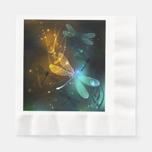 Servilleta De Papel Vuelo de libélula luminosa verde