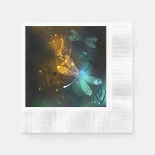 Servilleta De Papel Vuelo de libélula luminosa verde